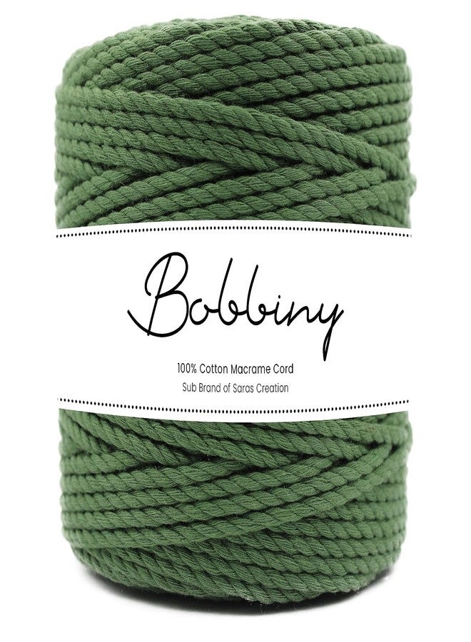 Bobbiny | 3 Ply Twisted Macrame Cotton Cord Dori (Roll Packaging) Thread for Macrame DIY and Other Projects | Green | 3mm,50 Meter